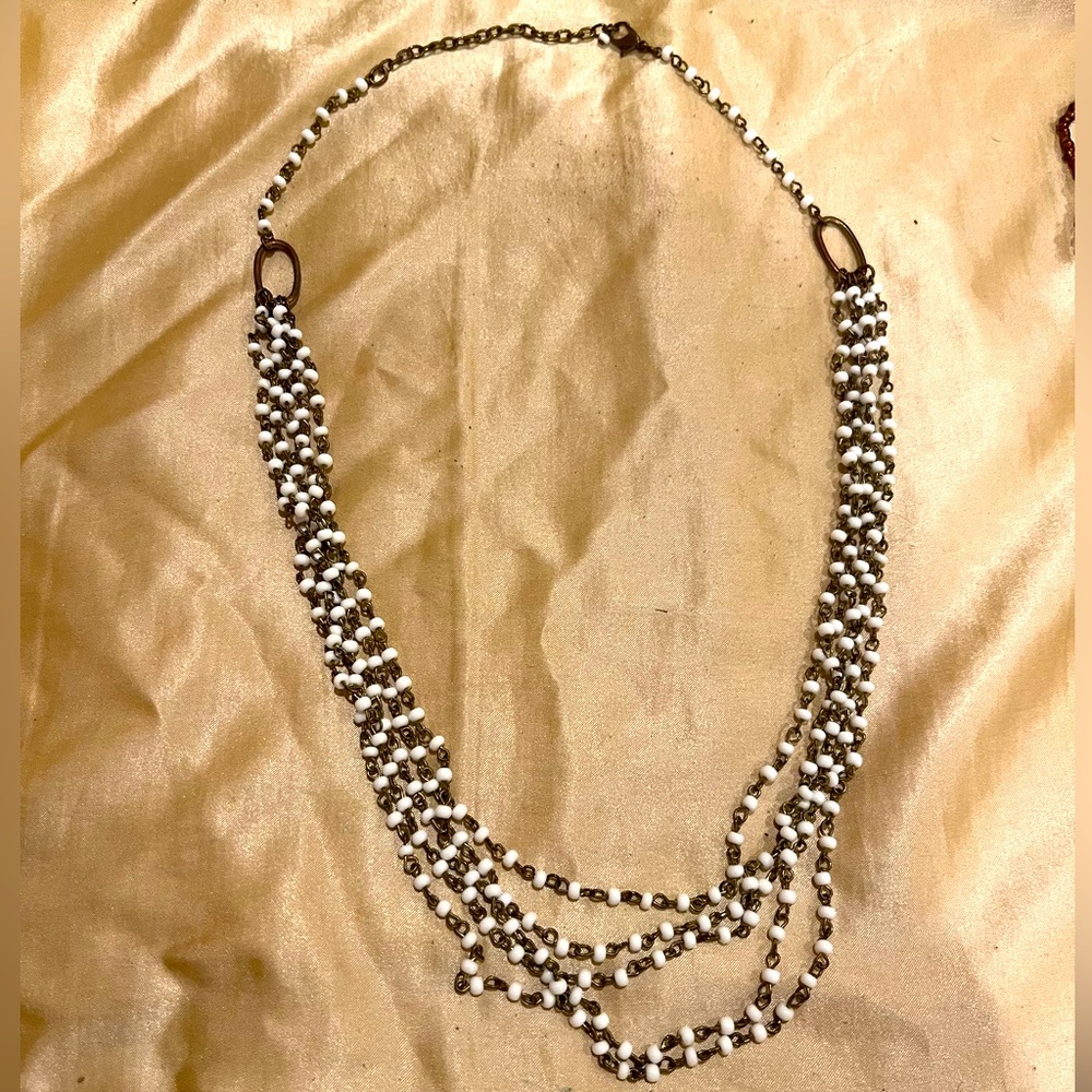 White and Gold Beaded Necklace